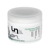 Unwash Charcoal Detox Scrub bottle shows purifying scalp action for a refreshed feel.