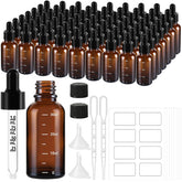 UPBUD amber glass dropper bottles collection with UV protection for light-sensitive essential oils.