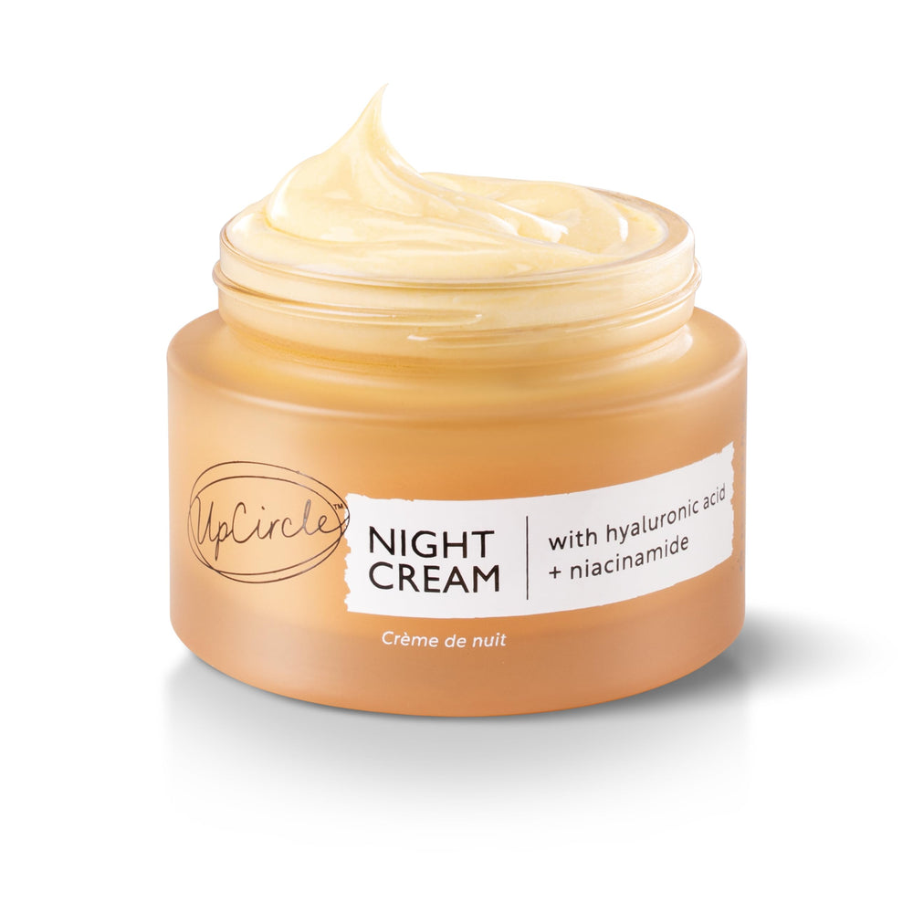 UPCIRCLE Night Cream jar close-up showing a hydrating night routine
