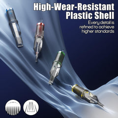 UPTATSUPPLY Poseidon mixed-size needles labeled for versatile round liner and mag shading tasks.