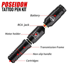 UPTATSUPPLY Poseidon wireless power supply enables cord-free tattoo sessions.