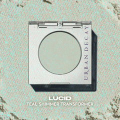 Urban Decay 24/7 Lucid teal velvety finish close-up highlights crease-free application.