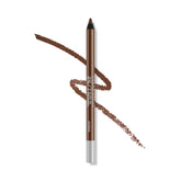 URBAN DECAY 24/7 Glide-On Eyeliner Bourbon swatches show dark brown with micro gold shimmer for definition.