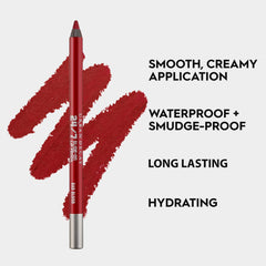 URBAN DECAY 24/7 Glide-On Lip Pencil Bad Blood closeup reveals velvety texture and pigment depth