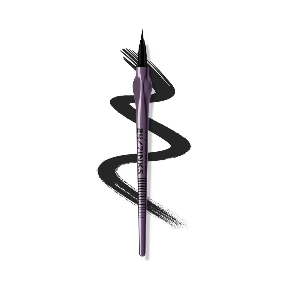 Urban Decay 24/7 Inks Zero matte black application close-up for precise liner