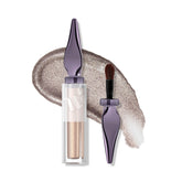URBAN DECAY 24/7 Glaze-On Silver Spooning swatch highlights radiant silver shimmer.