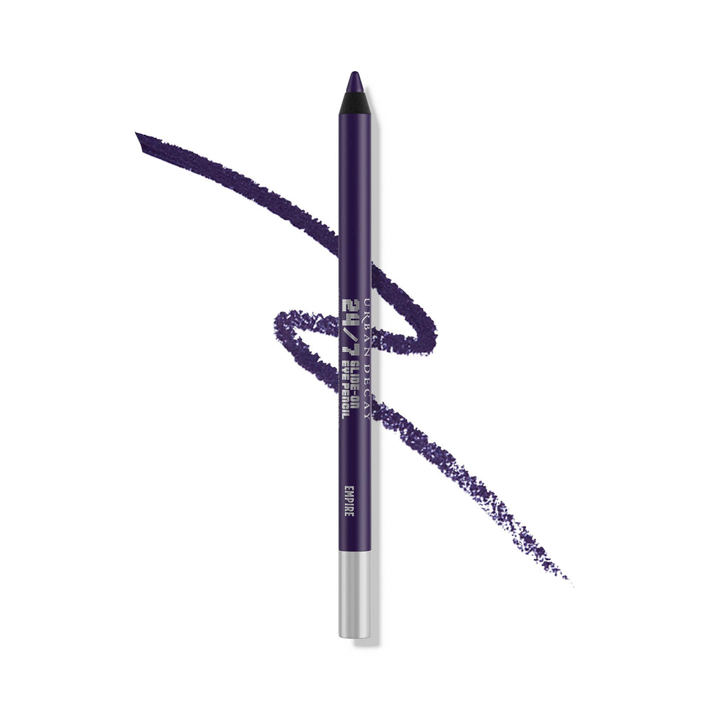 URBAN DECAY 24/7 Glide-On Empire pencil close-up in matte eggplant for precise lining