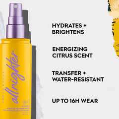 Urban Decay citrus-scent mist provides uplifting aroma while setting makeup.