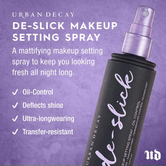 Urban Decay De-Slick bottle cap close-up with cruelty-free branding.