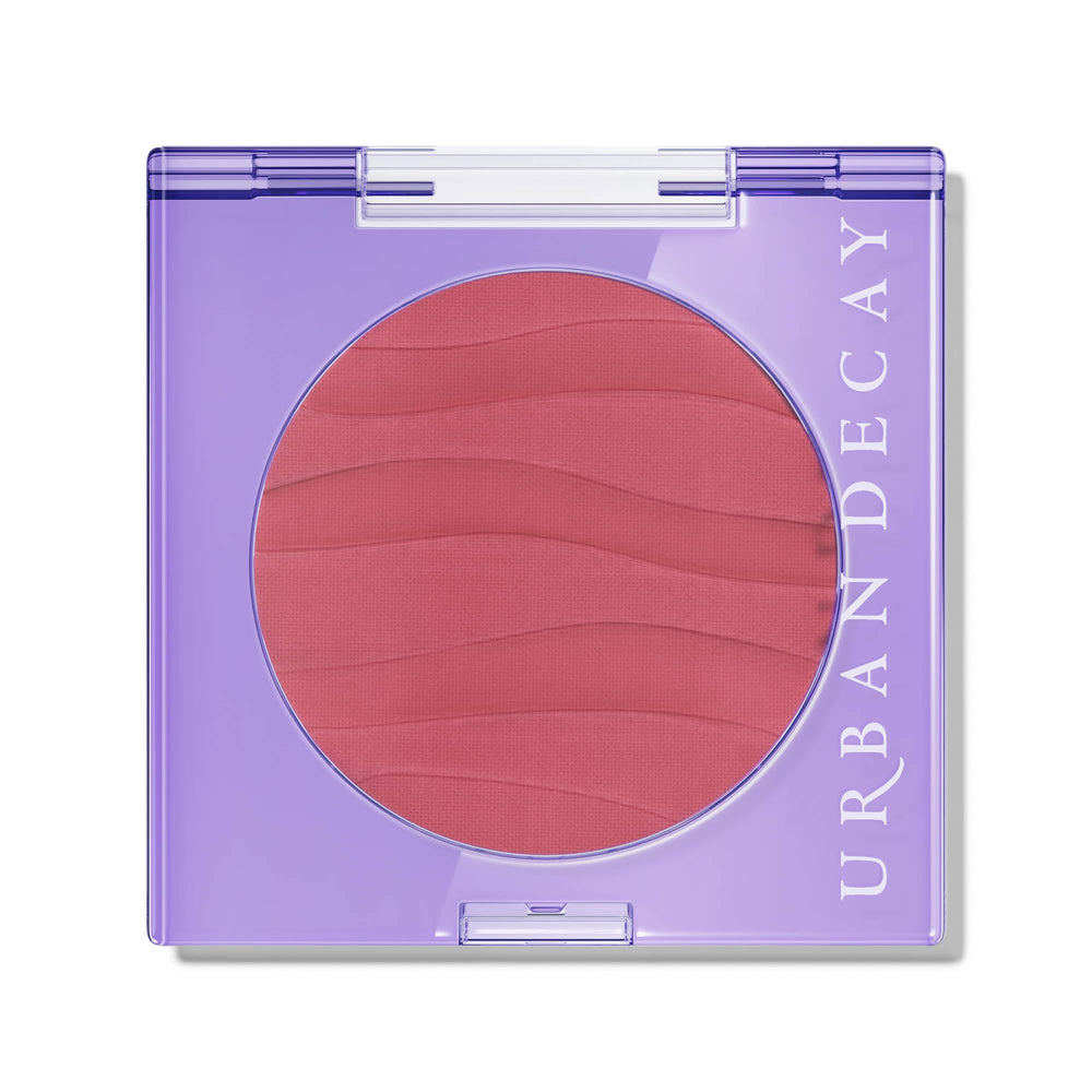 Urban Decay Face Bond Blush Suede Backtalk swatches reveal long-lasting mauve nude color