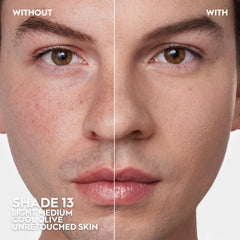 Urban Decay Face Bond Foundation swatches in medium shade show natural matte finish.