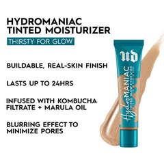 Urban Decay Hydromaniac dewy finish highlights luminous skin and minimized texture.