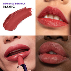 Urban Decay Vice Hydrating Lipstick Manic angled-tip application highlights precise color payoff.