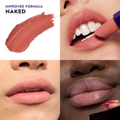 Urban Decay Vice Hydrating Lipstick swatch on lips shows longwear color.