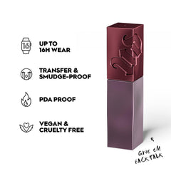 Urban Decay Vice Lip Bond application swatch shows one-swipe color.
