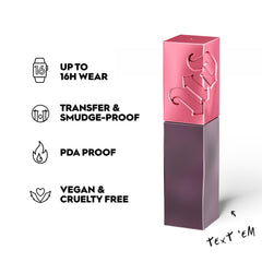 Urban Decay Vice Lip Bond one-swipe color swatch highlights instant saturation.
