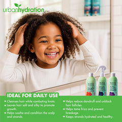 Urban Hydration Breath of Fresh Hair detangler bottle showcases quick prep and reduced breakage for kids