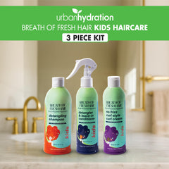 Urban Hydration Breath of Fresh Hair shampoo bottle demonstrates sulfate-free cleansing for soft, knot-free strands