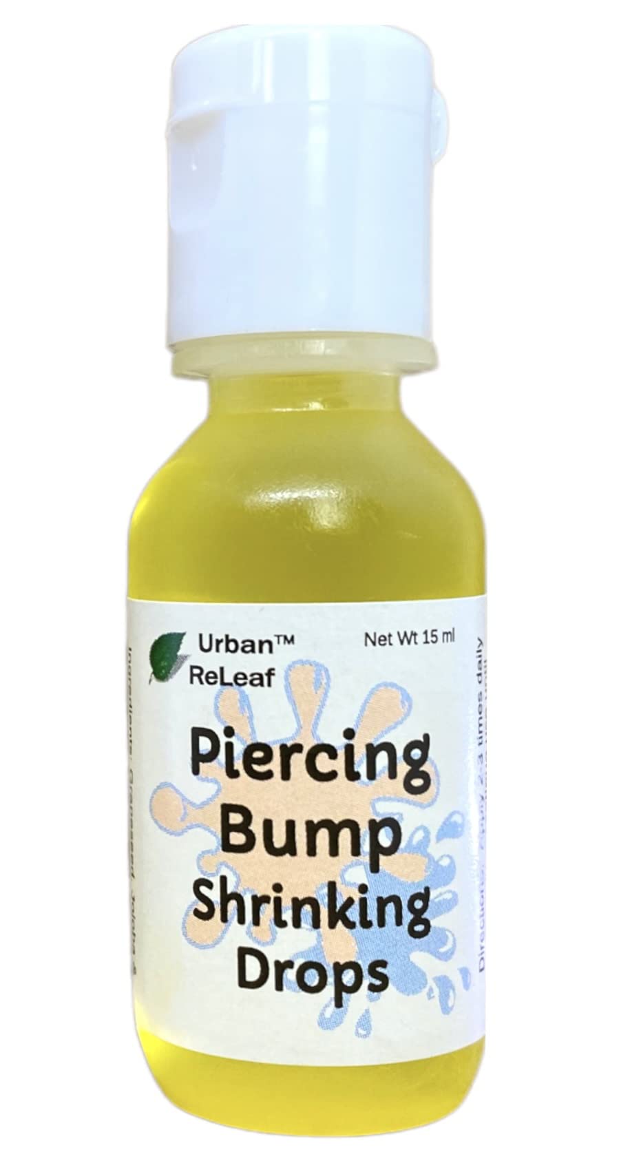 Urban ReLeaf piercing drops bottle front for gentle post-piercing care.