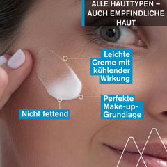 Uriage Moisturizing Face Cream tube in use, quick absorption for normal to combination skin
