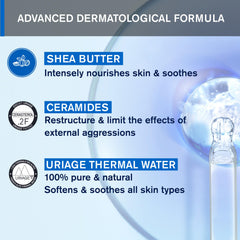 Uriage Gentle Cleansing Syndet fragrance-free-label communicates irritation-free formula