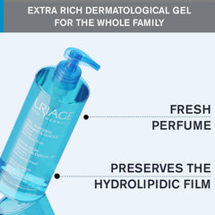 Uriage hydrolipidic-film preservation illustration emphasizes skin protection during cleansing.