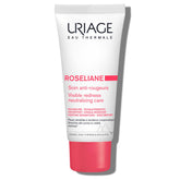 Uriage Roseliane cream tube closeup showing soothing redness and hydration.