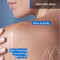Uriage Xémose cleansing oil close-up showing mild foaming texture for gentle cleansing.