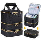 Uross nail polish organizer bag front view highlighting 60-bottle capacity