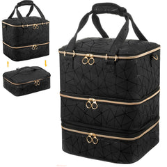 Uross nail polish organizer bag open interior for quick access to bottles.