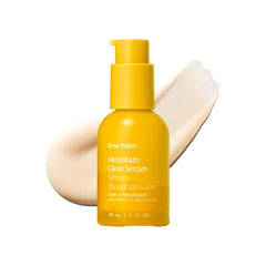 Ursa Major Mountain Glow serum bottle closeup highlighting premium vegan packaging for daily care.