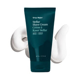 Ursa Major natural shave cream bottle highlights vegan, fragrance-free formula for comfortable, irritation-free shaves.