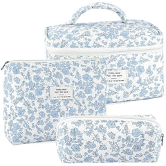 URSKYTOUS quilted makeup bag set with travel-ready large capacity for cosmetics.