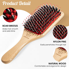 URTHEONE brush shows 70/30 boar nylon mix for smoother hair.