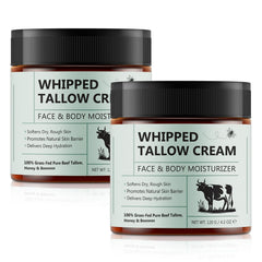 Uruses beef tallow balm packaging shows twin jars for versatile skin care.