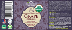 US Organic Grape Seed Oil label closeup showing USDA certification.