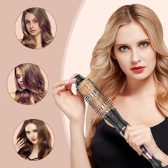 USHOW Thermal Brush in use to create curls and soft waves with lift.