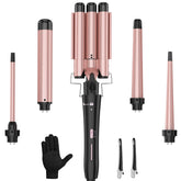 USHOW curling wand set interchangeable heads for versatile styling options.
