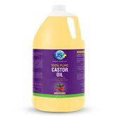 US+ castor oil bottle shows pure moisturizing for skin and hair.
