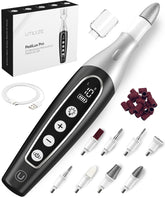 UTILYZE PediLux Pro kit close-up shows an organized at-home nail care set