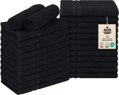 Utopia Towels bleach-proof salon towel bulk pack in black for professional use.