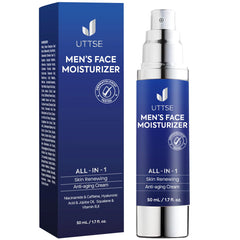Uttse 6-in-1 face cream pump bottle provides daily hydration for men.
