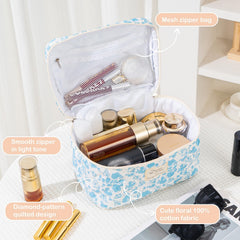 UUYUUY quilted floral pouch versatile use for cosmetics and skincare