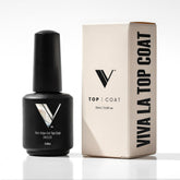 V Beauty Pure No Wipe Top Coat bottle showcases a glossy finish for long-lasting nails.