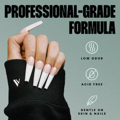 V Beauty Pure Super Bond Primer application on nail demonstrates versatile adhesion.