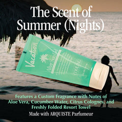 VACATION After Sun Gel texture closeup highlights non-sticky quick absorption.
