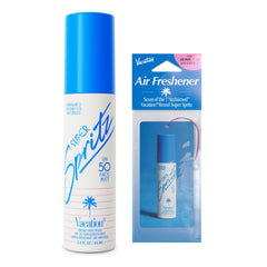 Vacation Super Spritz SPF50 face mist bottle front for daily protection.
