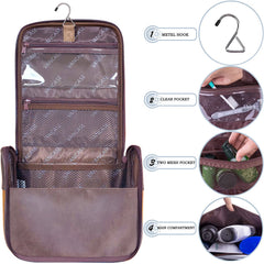 VACNASE hanging toiletry bag hook design supports wall or table use.