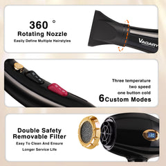 VAGARY 6685G temp display helps precise heat control during styling