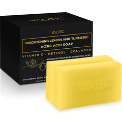 VALITIC Brightening Lemon & Turmeric Soap pack front hints at a brighter complexion